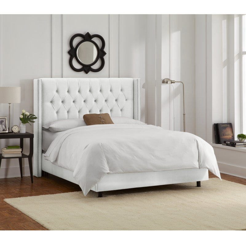 Upholstered Wingback Bed, California King, Classic Berry Velvet