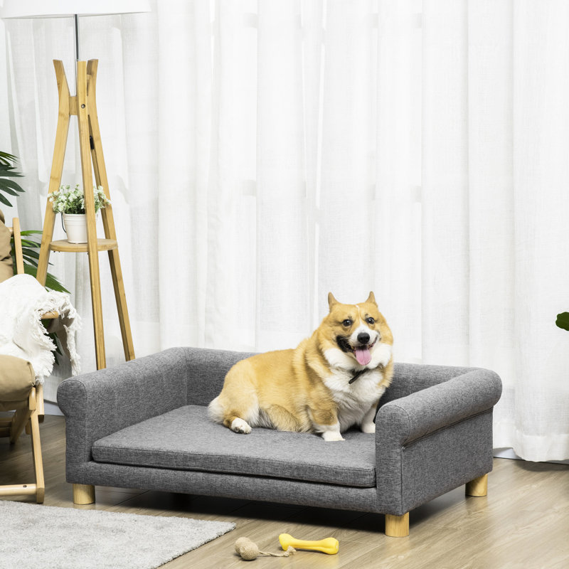 Lit de couchage moyen à grand pour animaux de compagnie, gris foncé, coussin amovible, doux et relaxant, lit gris respirant pour les animaux de compagnie, matériau antidérapant