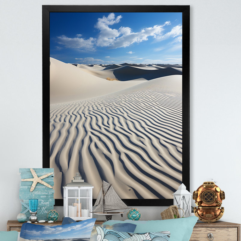 «Beach Dune Dance I», reproduction d'art mural sable de plage, Cadre photo noir, H 20 po x l 12 po x P 1 po