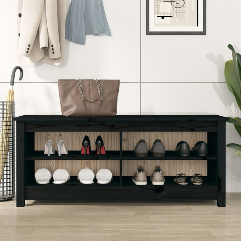 Ascan Cotton Blend Upholstered Storage Bench, Black