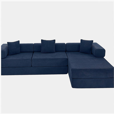 Canapé modulaire de 108 po avec méridienne en forme de L, méridienne désossée à assise profonde, canapés à compression en éponge sans assemblage requis, canapé-lit pliant moderne avec dossier amovible