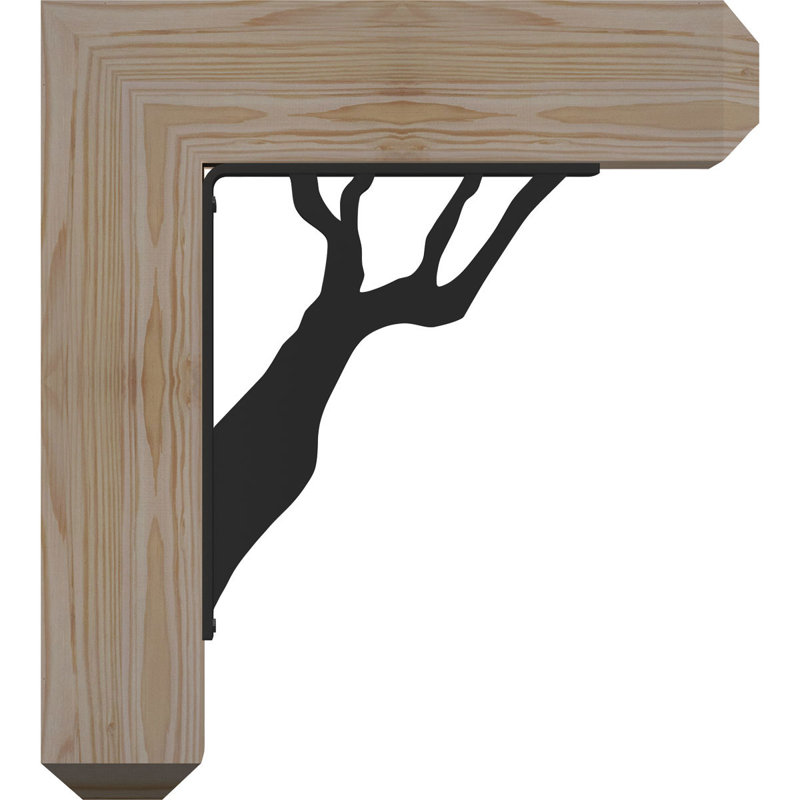 Damon 4" Triple Brace Craftsman Ironcrest Bracket, 14"H x 11 1/2"D, 3 1/2"W x 2"T Douglas Fir (Smooth)