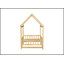 Lit simple en bois avec structure de toit, garde-corps de sécurité, gris-965788083-965788085