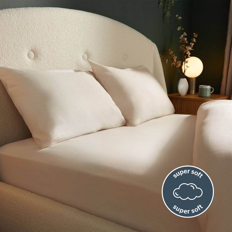 Silentnight Brushed Cotton Fitted Sheet, Kingsize (5'), Natural