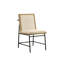 Contemporain de 2 chaises rembourrées beiges avec dossier solide et pieds en métal noir, bois de chêne naturel pour une salle à manger éclectique, profondeur d'assise moderne de 17,7 po - finition fonctionnelle