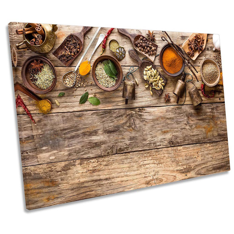 Spices Bowls Wooden - Wrapped Canvas Print, 30.5cm H x 45.7cm W x 2cm D