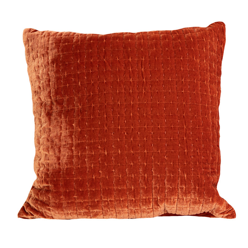 Coussin en velours matelassé Layla 18 x 18, Orangé