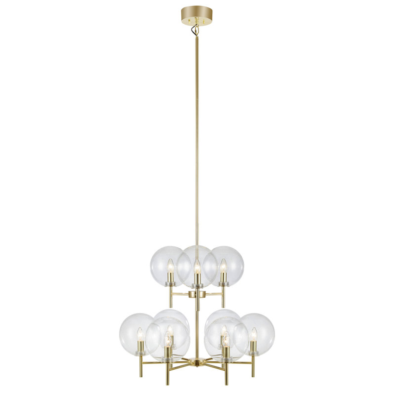 Celine 9 - Light Shaded Chandelier, Brass/Clear