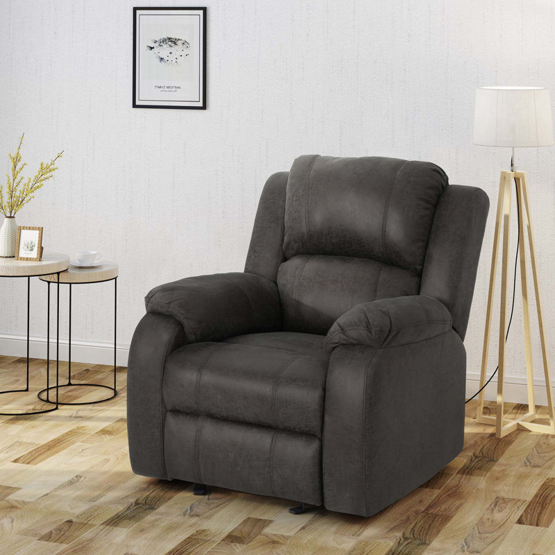 Fauteuil inclinable manuel, tissu de lin, dimensions 34,5 po x 39 po x 39 po, Microfibre ardoise / microsuède