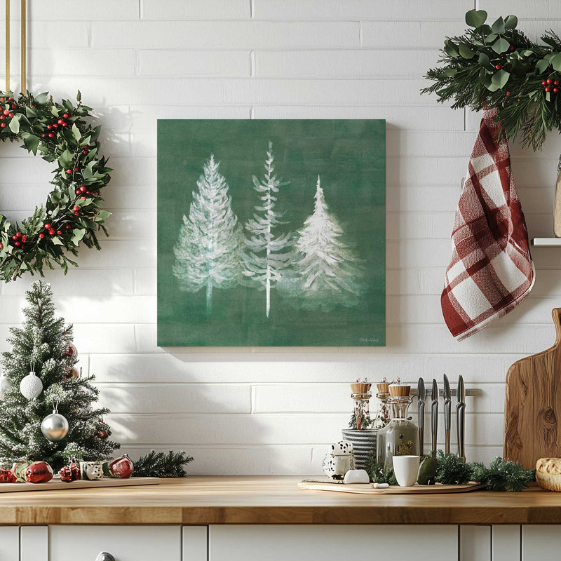 «Vintage Snowy Trees», reproduction sur toile encadrée, Toile tendue, H 12 po x l 12 po x P 1,25 po