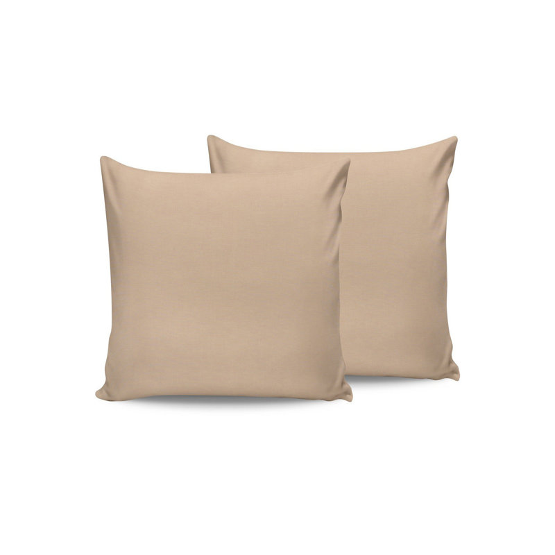 Premium 100% Cotton Pillowcase Set (2 Pieces), Beige, 19.7 x 31.5 inches | Soft & Breathable Ranforce Fabric, 155 Thread Count | Envelope Closure, Machine Washable at 86°F | Ideal for Comfortable Sleep