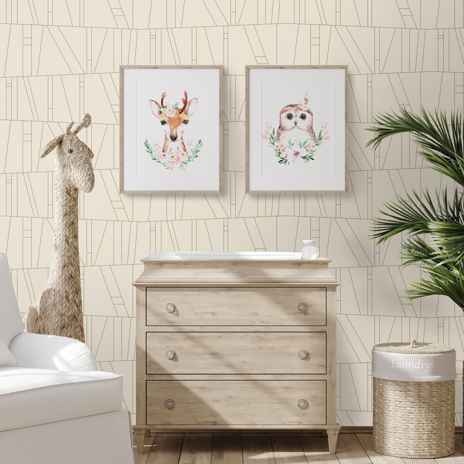 Kazi Geometric Peel & Stick Wallpaper, Taupe, Self-adhesive
