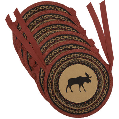 Wardle Moose Applique Chair Pad Cushion by Loon Peak