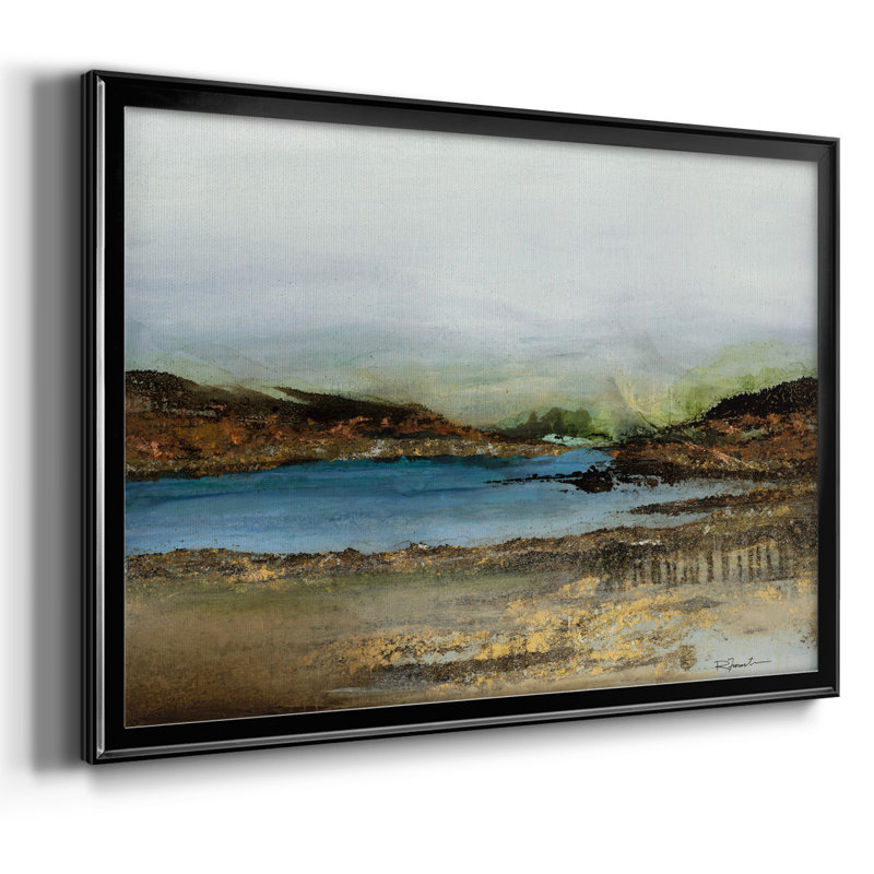 " Lakeside ", 26" H x 38" W x 1.5" D, Black Closed Corner Framed Canvas