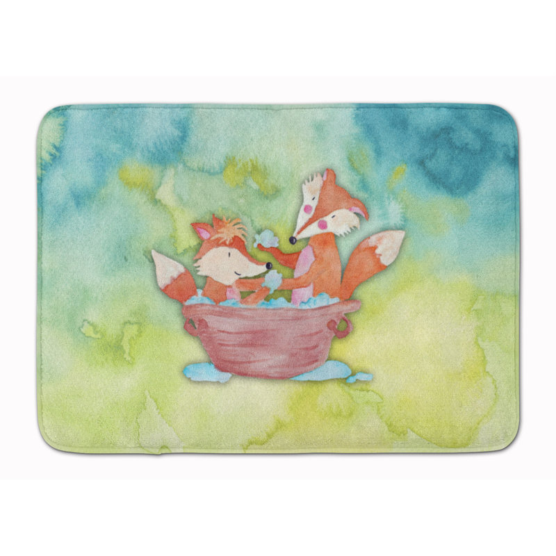 Tapis pour salle de bain en mousse à mémoire de bain aquarelle foxes