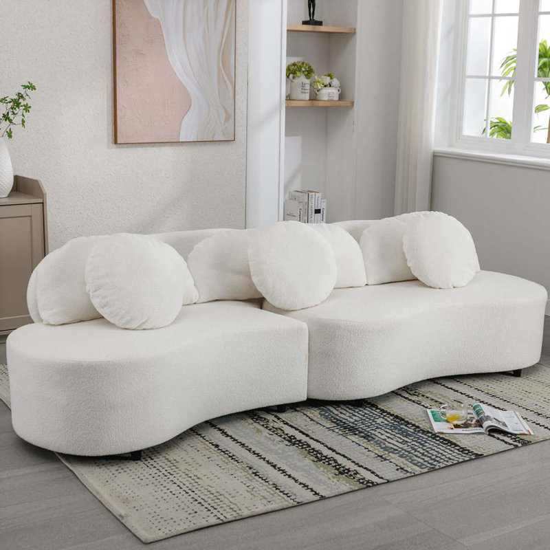 Canapé modulaire 2 pièces rembourré, Velours beige