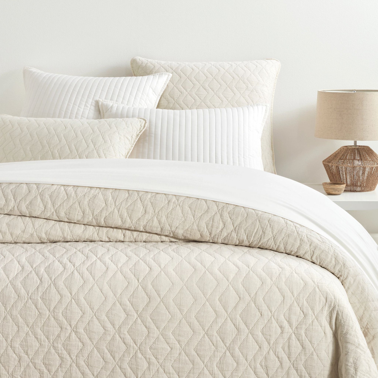Birdie Cotton Shams, Natural, Euro