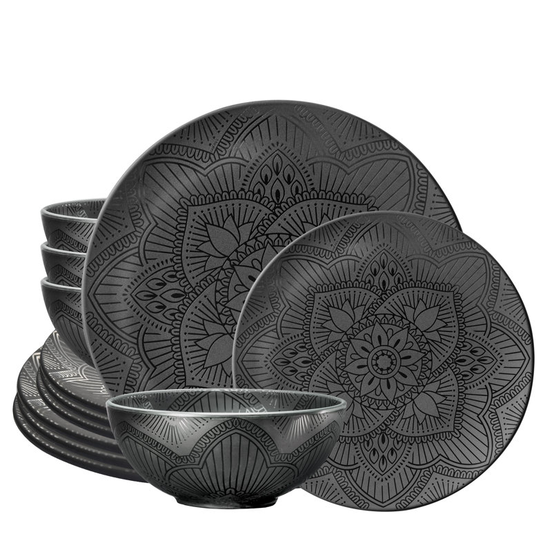 Katheren 12 Piece Melamine Dinnerware Set - Service for 4