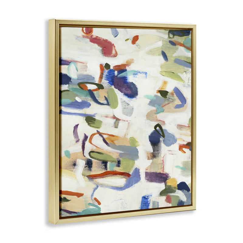 Cadre flottant à composition expressive, par Lisa Ridgers, Cadre flottant métallique doré, H 31 po x l 25 po