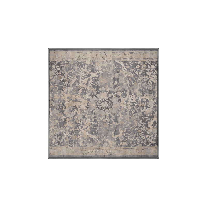 Tapis gris soyeux et moelleux, Carré 3 pi