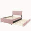 Lit plateforme double en velours avec lit gigogne-520215622