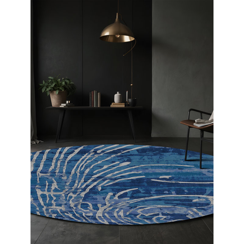 Machine Washable Gray Area Rug, Round 4'