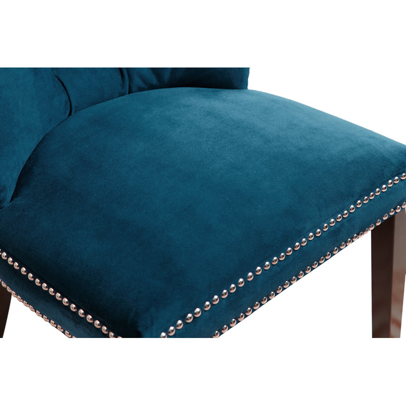 Chaise d'appoint rembourrée et capitonnée Jolliff, Bleu Cambridge