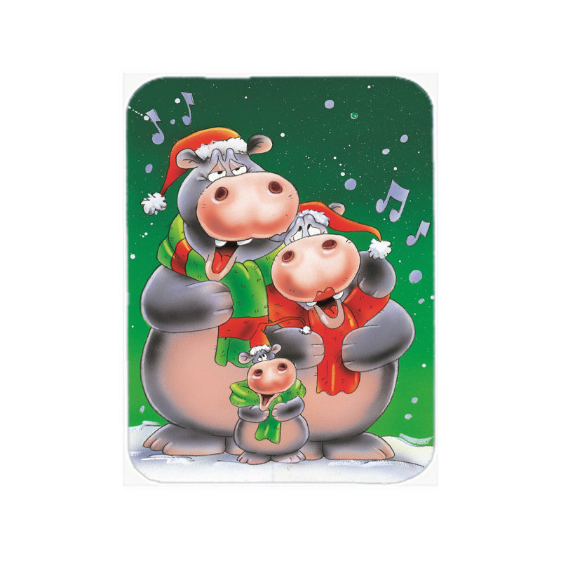 Caroline's Treasures Hippo Family Caroling Glass Cutting Board
