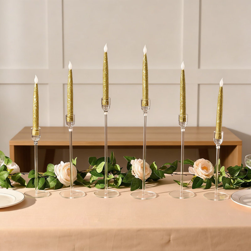 Acrylic Candle Holders Set Of 18, Clear Taper Candlestick Holders For Table Centerpieces, Wedding, Dining Room, And Holiday Decor