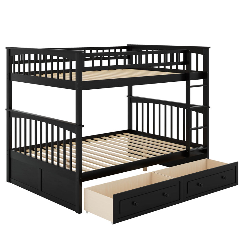 Full Over Full Bunk Bed With Drawers, Espresso