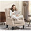 Chaise longue capitonnée à boutons, beige