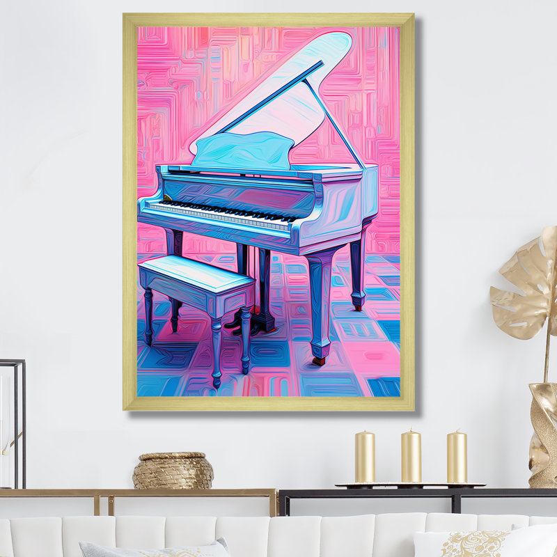 Piano, réverbération rétro I, Cadre doré simple, H 40 po x l 30 po x P 1,5 po