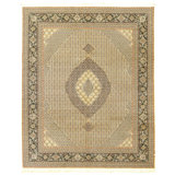 Hand Knotted Wool Area Rug in Ivory And Green