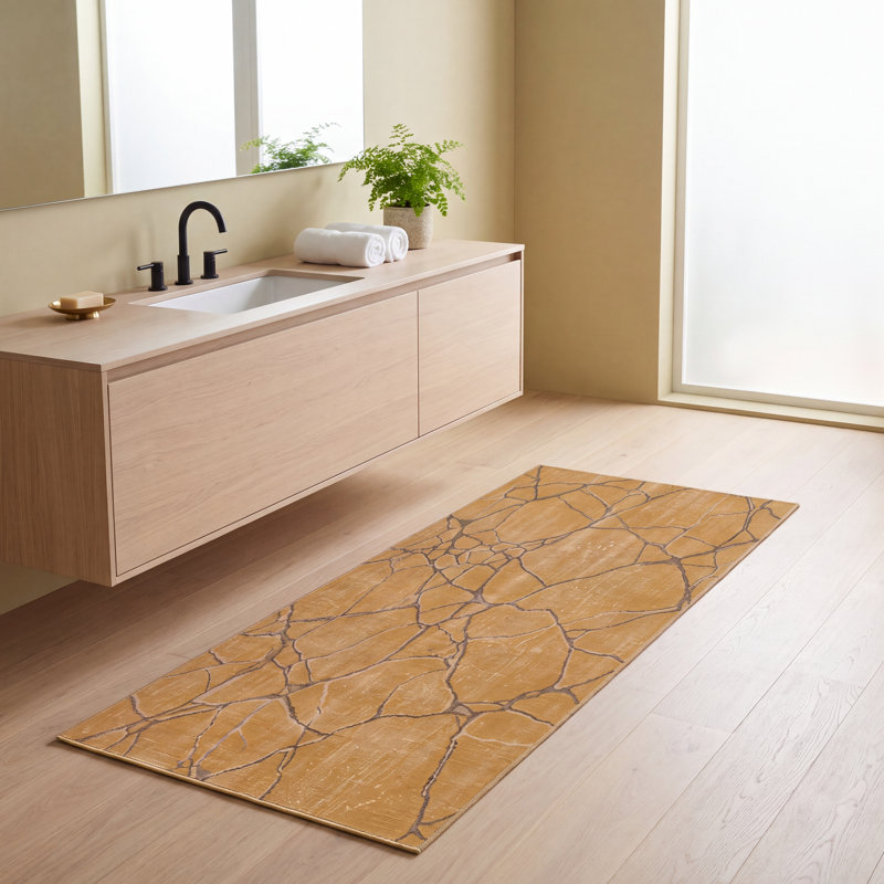 Tapis Driscoll moderne à l'aquarelle, motif abstrait or, vert et gris, lavable à la machine, antidérapant, à poils courts, pour l'intérieur et l'extérieur, adapté aux animaux domestiques, idéal pour le salon, la chambre, la salle à manger, l'entrée, le couloir ou le bureau.