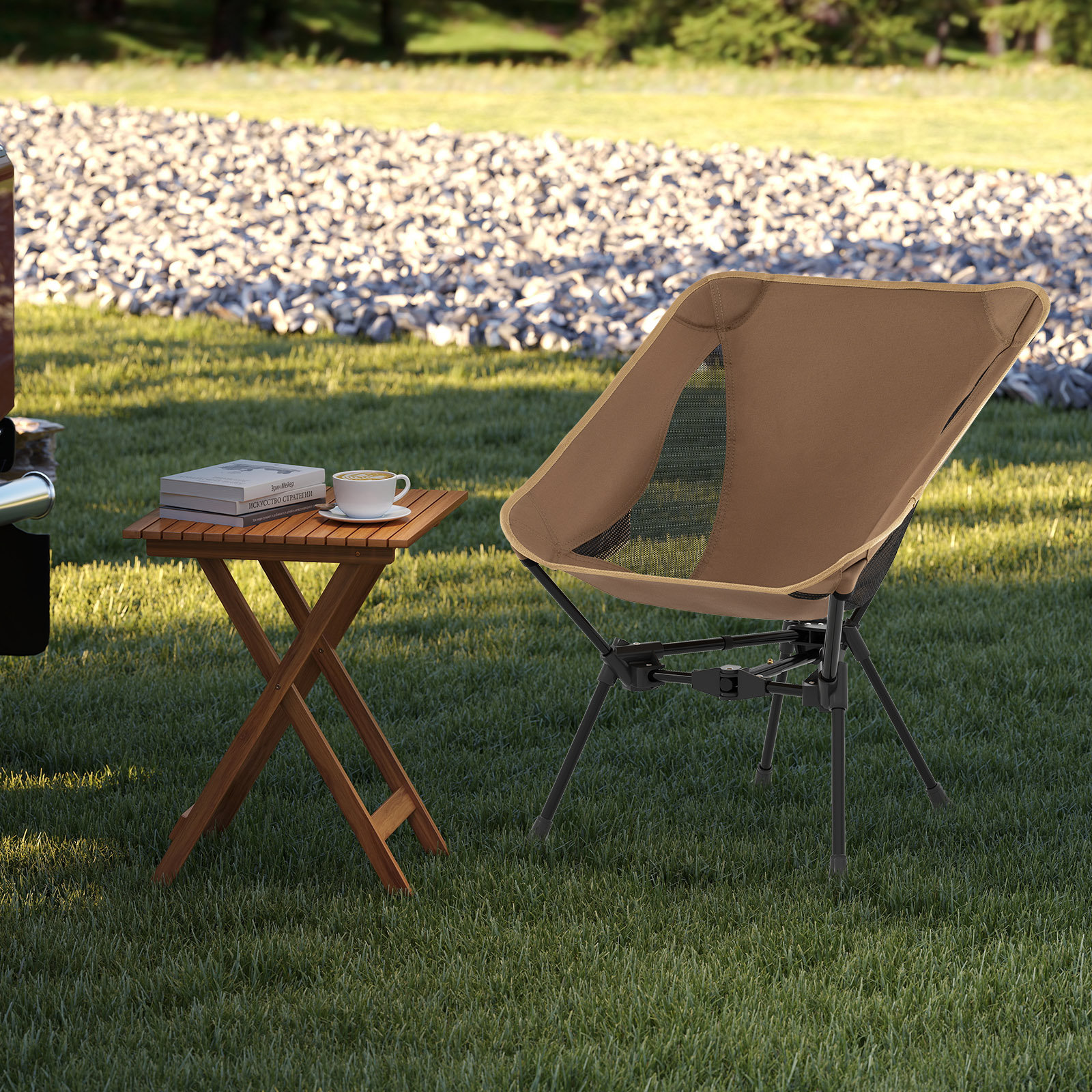 Arlmont & Co. Ultra-Lightweight Camping Chair Portable Lawn Chair w ...