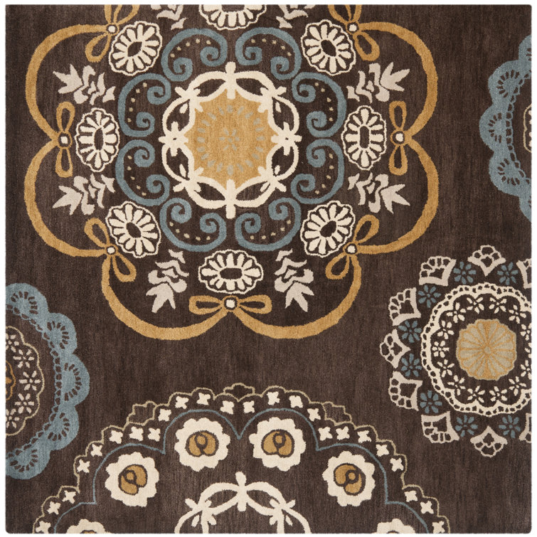 Amory Hand Tufted Wool/Cotton Floral Rug in Brown/Blue