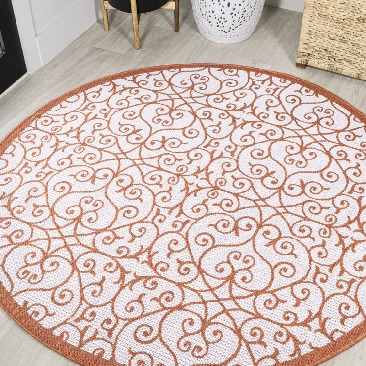 Deronte Vintage Filigree Textured Weave Cream/Orange Indoor/Outdoor Rug