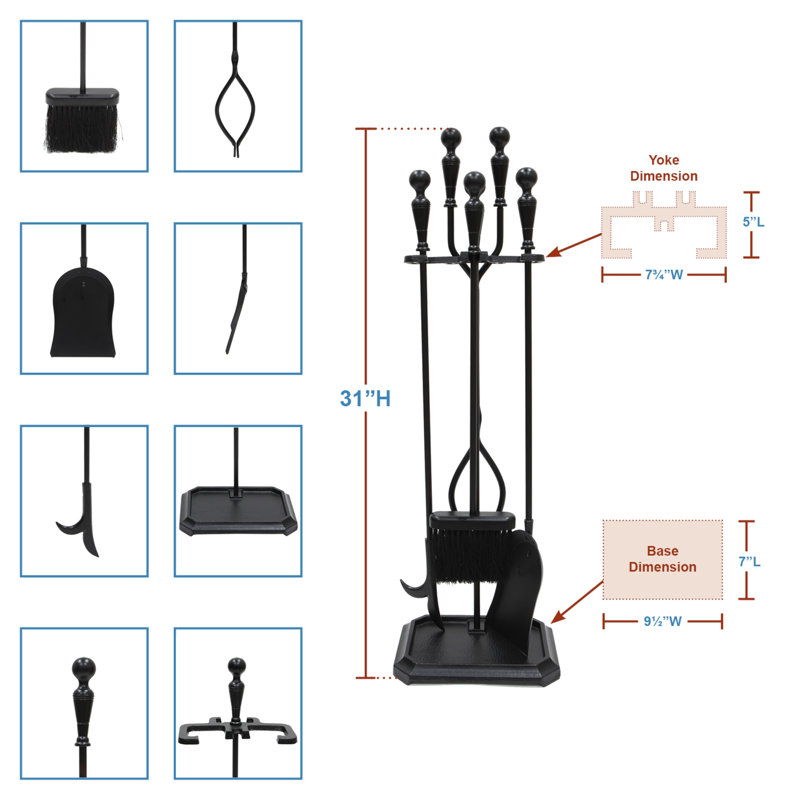 Masuma Iron Fireplace Tool Set