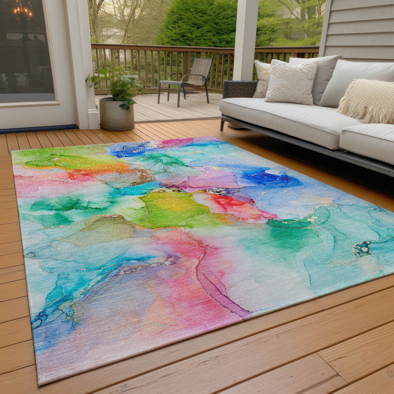 Kinslee Washable Abstract Indoor / Outdoor Rug, Rectangle 9' x 12'