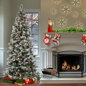 9 ft. PowerConnect Snowy Bedford Slim Pine Tree with Clear Lights