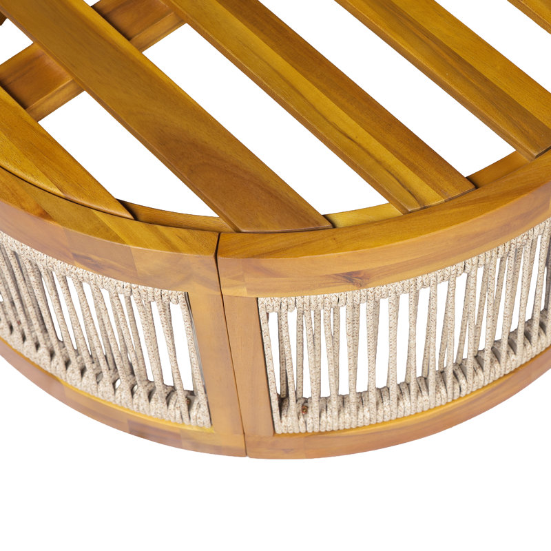 Structure de chaise longue d'extérieur en bois d'acacia du Vietnam Aelis, Multi Brown Rope/Teak