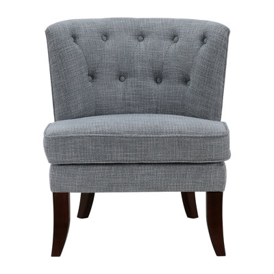 Modern Living Room Chair In Dark Gray With Solid Wood Legs And Soft Padding Textured Back