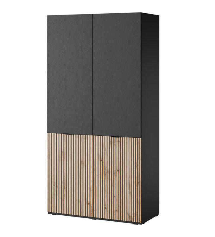 2 Door Wardrobe, Black/Oak