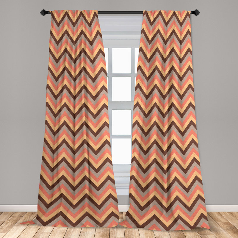 Chevron Multicolor Microfiber Rod Pocket Curtain Panels
