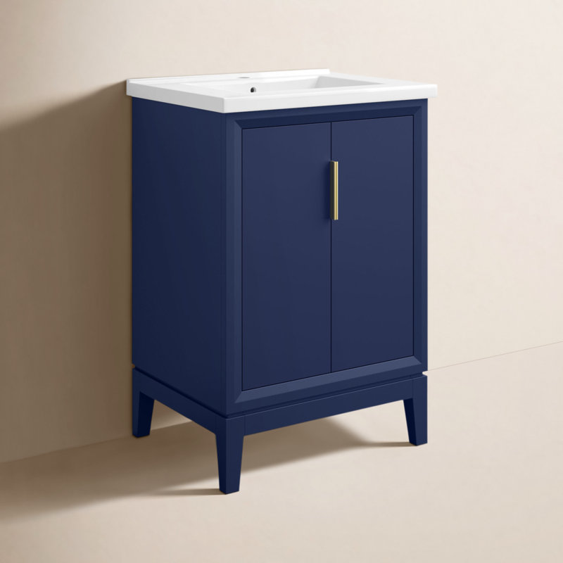 Ensemble de meuble-lavabo simple 25 po Finck, Bleu monarque, Doré