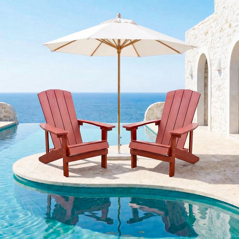 HIPS Folding Adirondack Chairs, Weather Resistant, Fire Pit, Lawn Outdoor Chair for Wood Grain Texture Patio Lawn Garden Backyard Deck Poolside Furniture