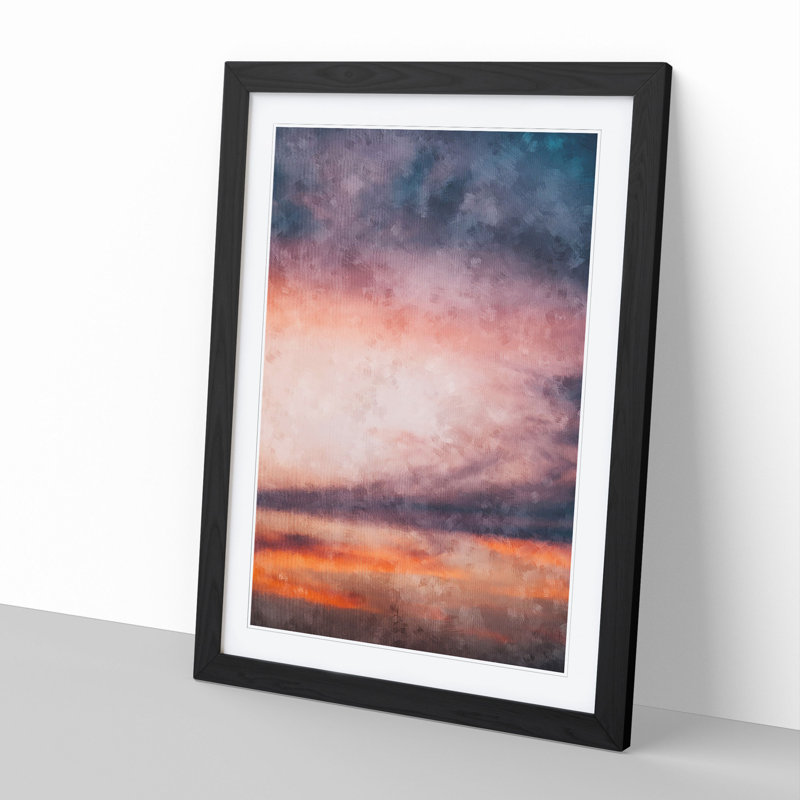 Movement of Clouds - Picture Frame Painting, 36cm H x 27cm W x 2cm D, Black Framed