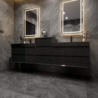 Ensemble de meuble-lavabo double mural Golitz