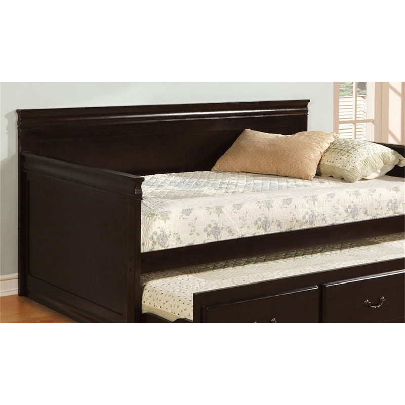 Lit de jour de style traditionnel avec lit gigogne de lit plateforme de style anglais avec finition espresso incluse