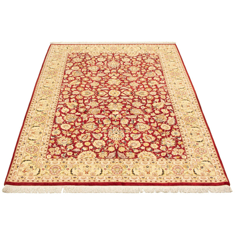 Tapis de bois one-of-kind-noué la 2010 tabrizs rouge/ivoire 6 pi 3 po x 9 pi laine de 3 po Deidra
